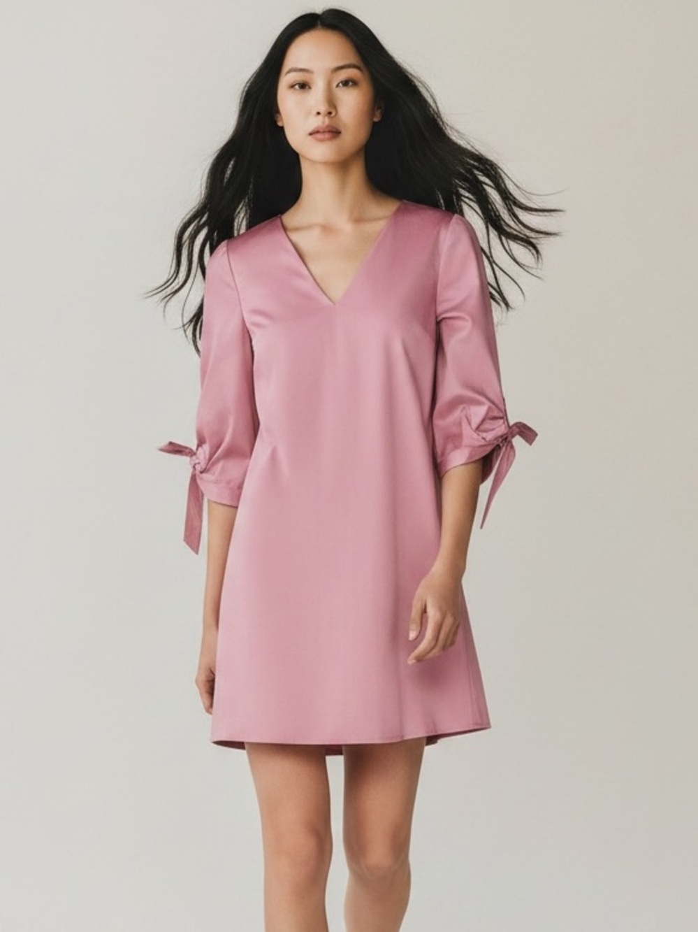 Ted Baker London Solyane Pink Bow Sleeve V-Neck Tunic Shift Dress Size 1 US 4